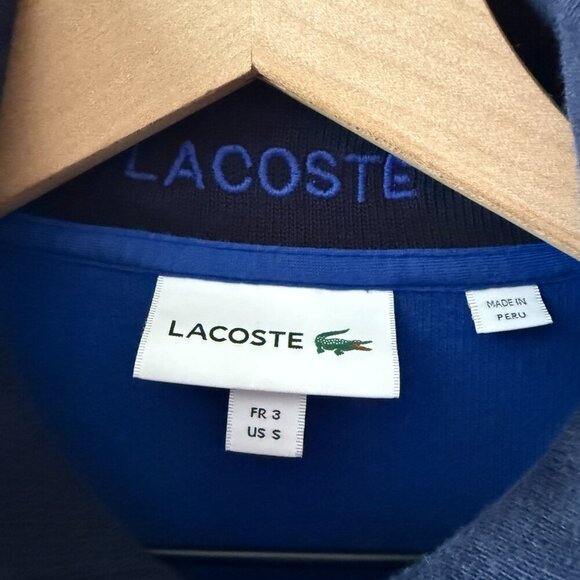 Men's S Lacoste Mock Neck Quarter Zip Sweater in Royal Blue - Picture 6 of 8